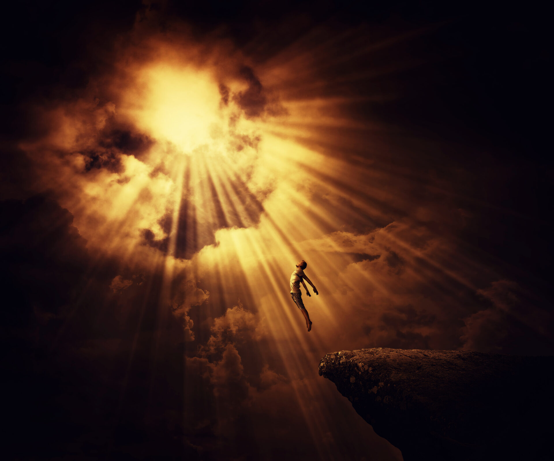 psychokinesis Active boy astral travel, mystical rapture state psychokinesis condition. Magic soul energy show human illusion.