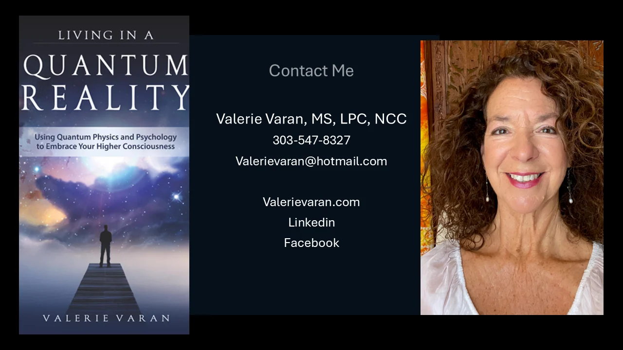 Valerie Varan contact information with book cover and professional headshot